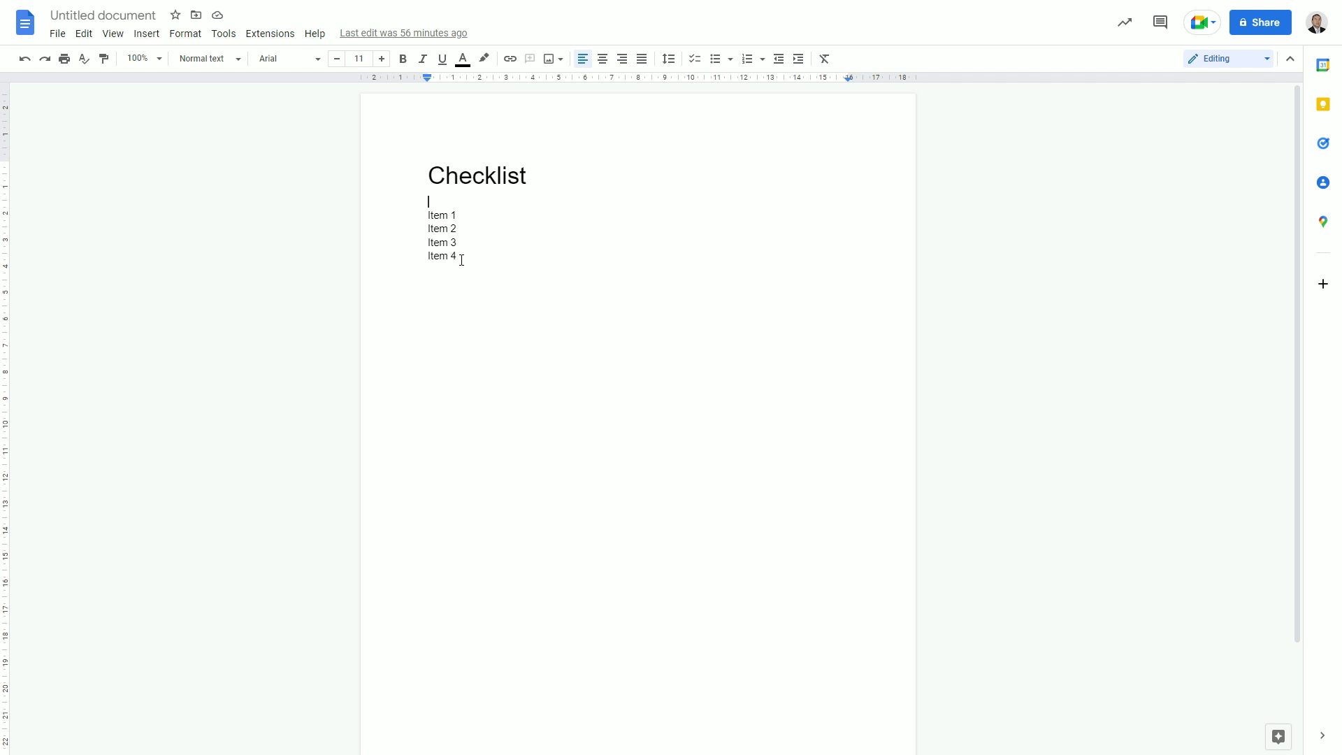 Create a google task from a google doc checklist