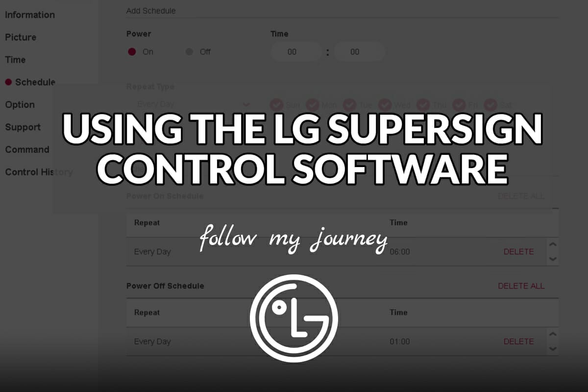 USING THE LG SUPERSIGN CONTROL SOFTWARE header