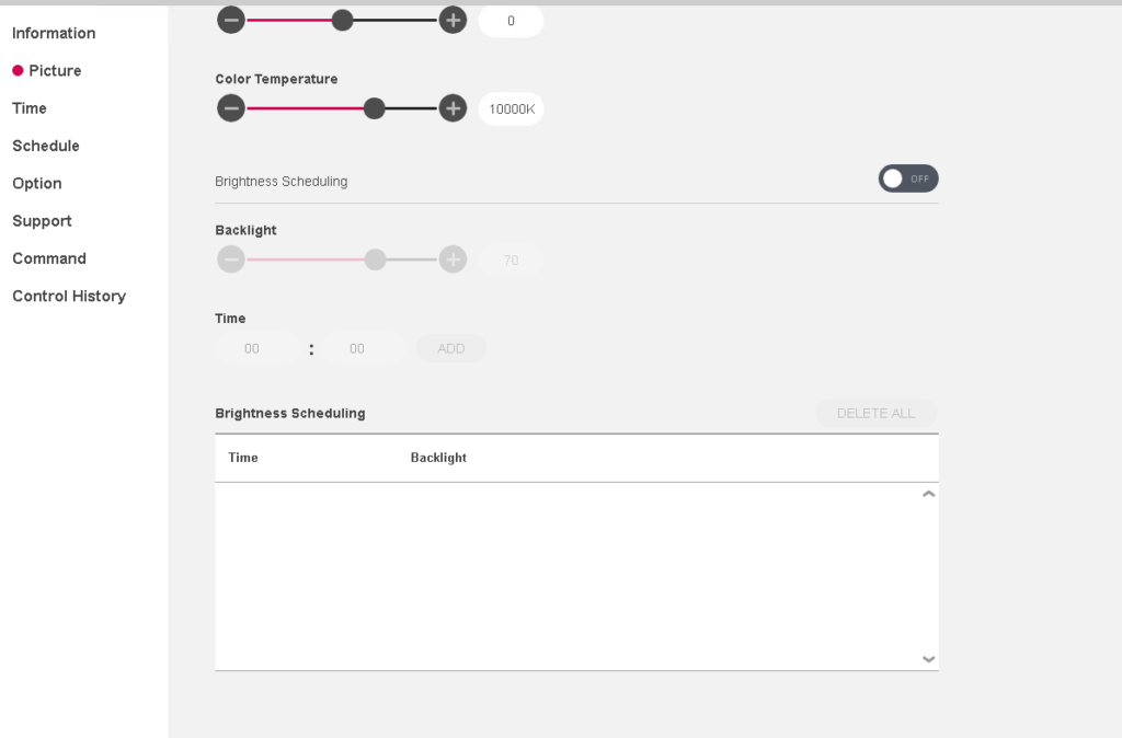 USING THE LG SUPERSIGN CONTROL SOFTWARE picture settings 2