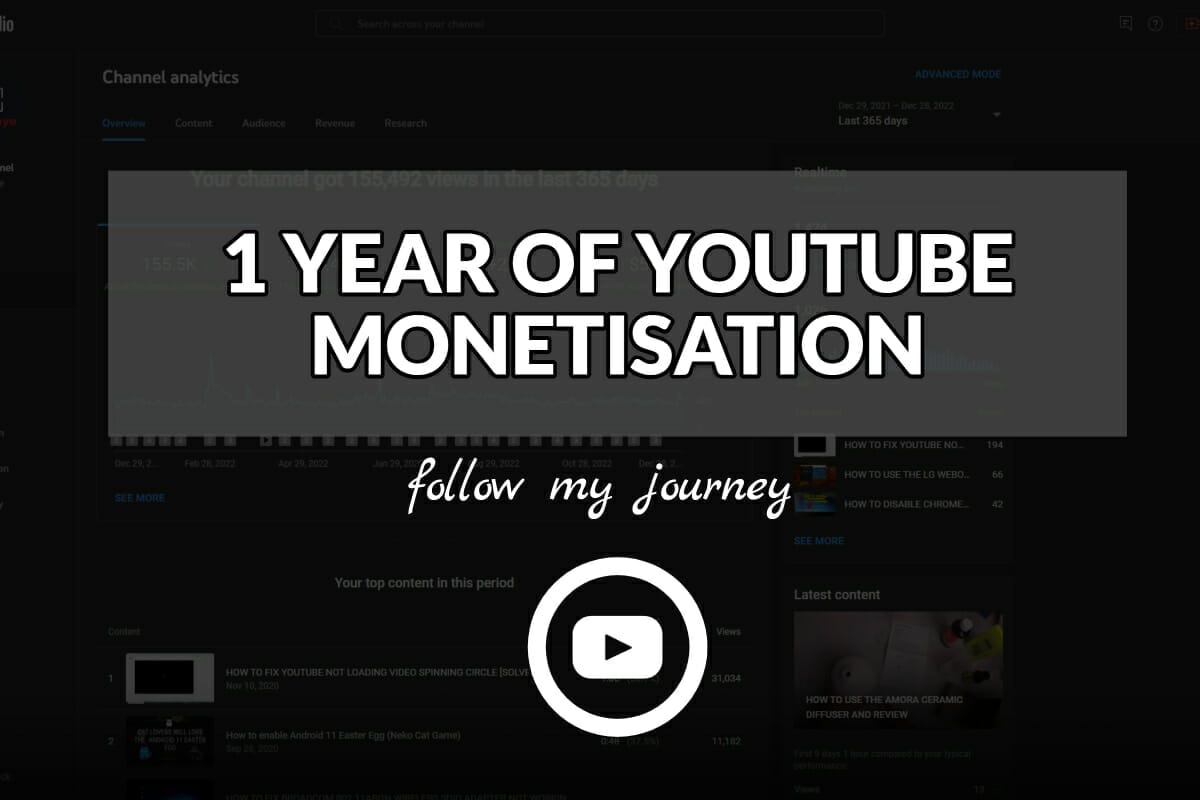 1 YEAR OF YOUTUBE MONETISATION header