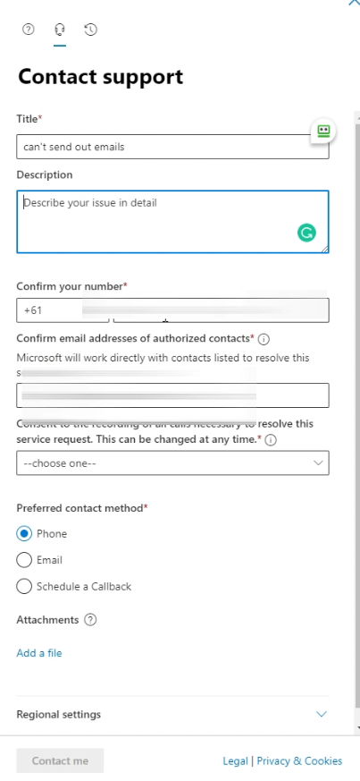MICROSOFT OUTLOOK OFFICE 365 DELIVERY HAS FAILED help and support button phone