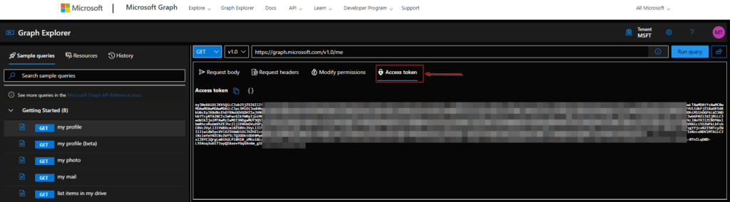 Microsoft Graph API Token