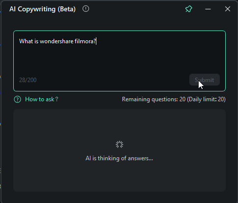 HOW TO USE THE AI COPYWRITING FEATURE IN WONDERSHARE FILMORA CHATGPT export setting question