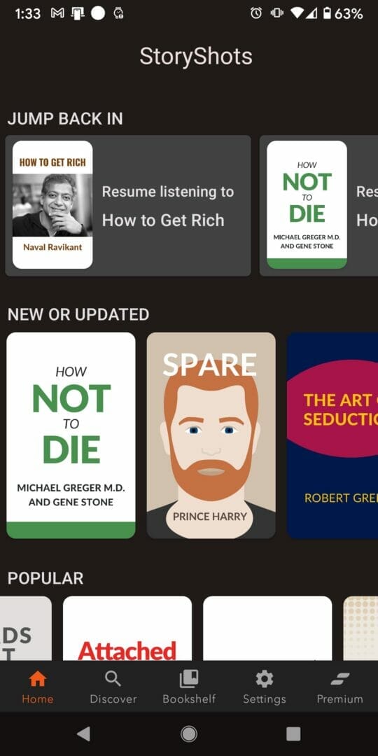 StoryShots Book Summaries Android App screenshots List