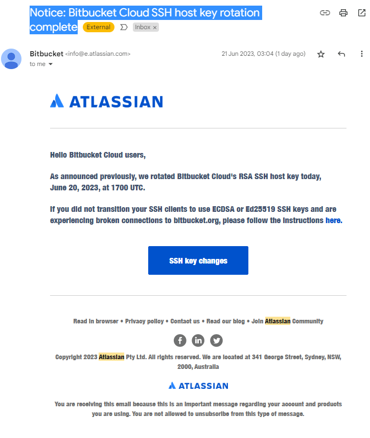 HOW TO FIX ATLASSIAN BITBUCKET SSH HOST KEYS email