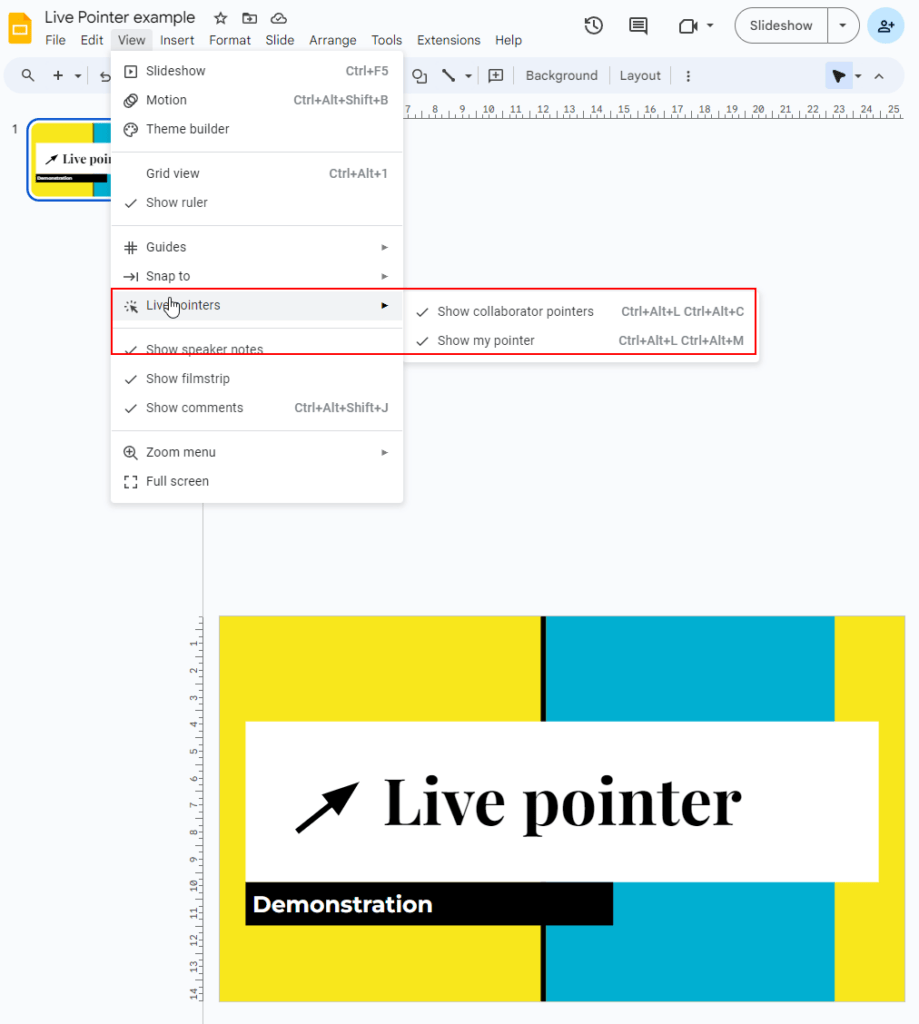 The Simple Entrepreneur TESTING THE GOOGLE SLIDE NEW FEATURE LIVE POINTERS menu option