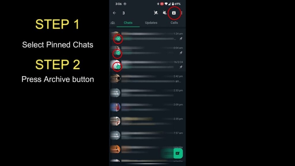 HOW TO PIN MORE THAN 3 CHATS ON WHATSAPP step 2