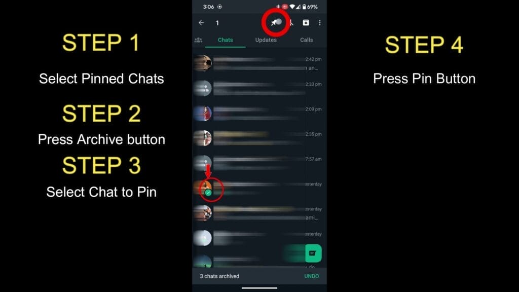 HOW TO PIN MORE THAN 3 CHATS ON WHATSAPP step 4