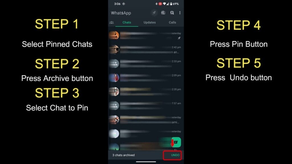 HOW TO PIN MORE THAN 3 CHATS ON WHATSAPP steps 5