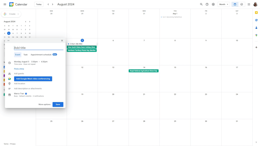 GOOGLE CALENDAR SETTING UP MONTHLY EVENTS WITH EASE add title