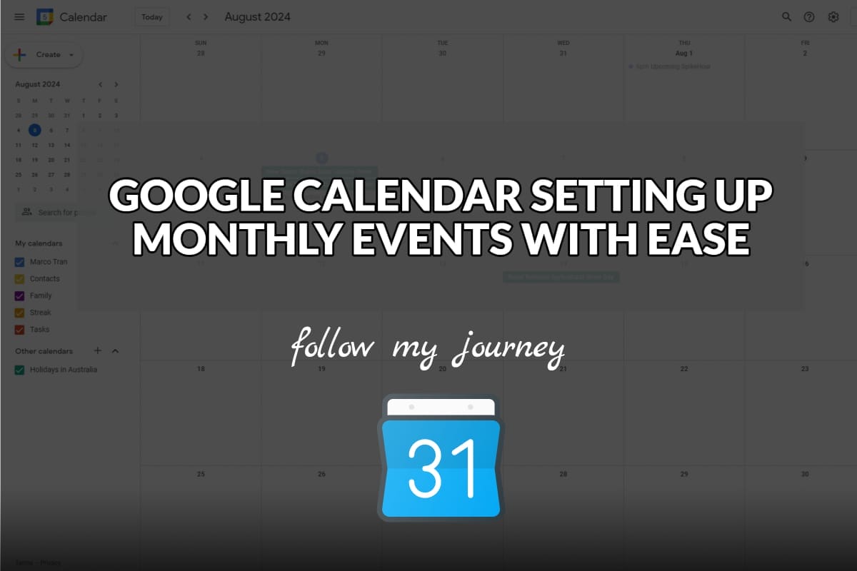 GOOGLE CALENDAR SETTING UP MONTHLY EVENTS WITH EASE header