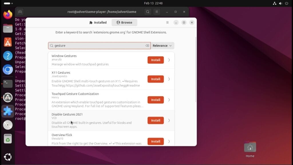 HOW TO DISABLE GESTURES IN UBUNTU 24 gnome extenion manager disable gesture 2021