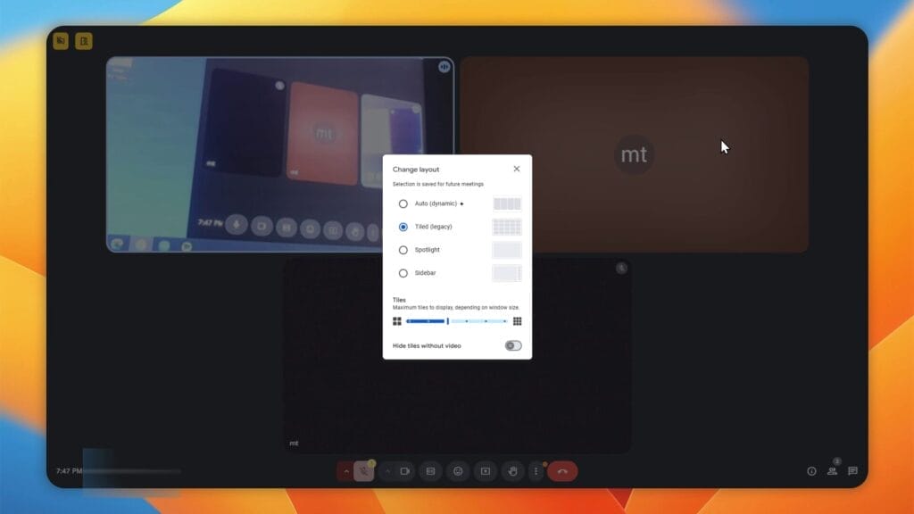 HOW TO CHANGE GOOGLE MEET PORTRAIT TILES TO LANDSCAPE (1)