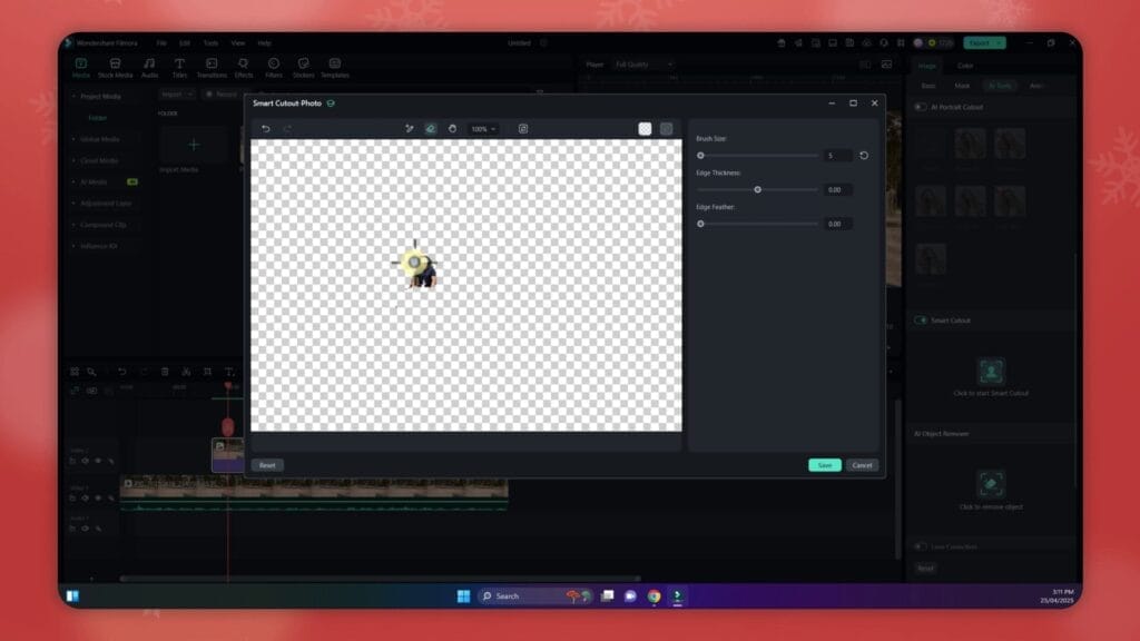How to use the Smart Cutout feature in Wondershare Filmora settings object