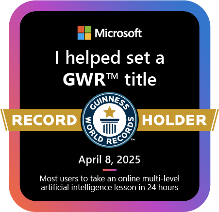 Marco Tran Microsoft Learner Badge Guinness World Record Holder