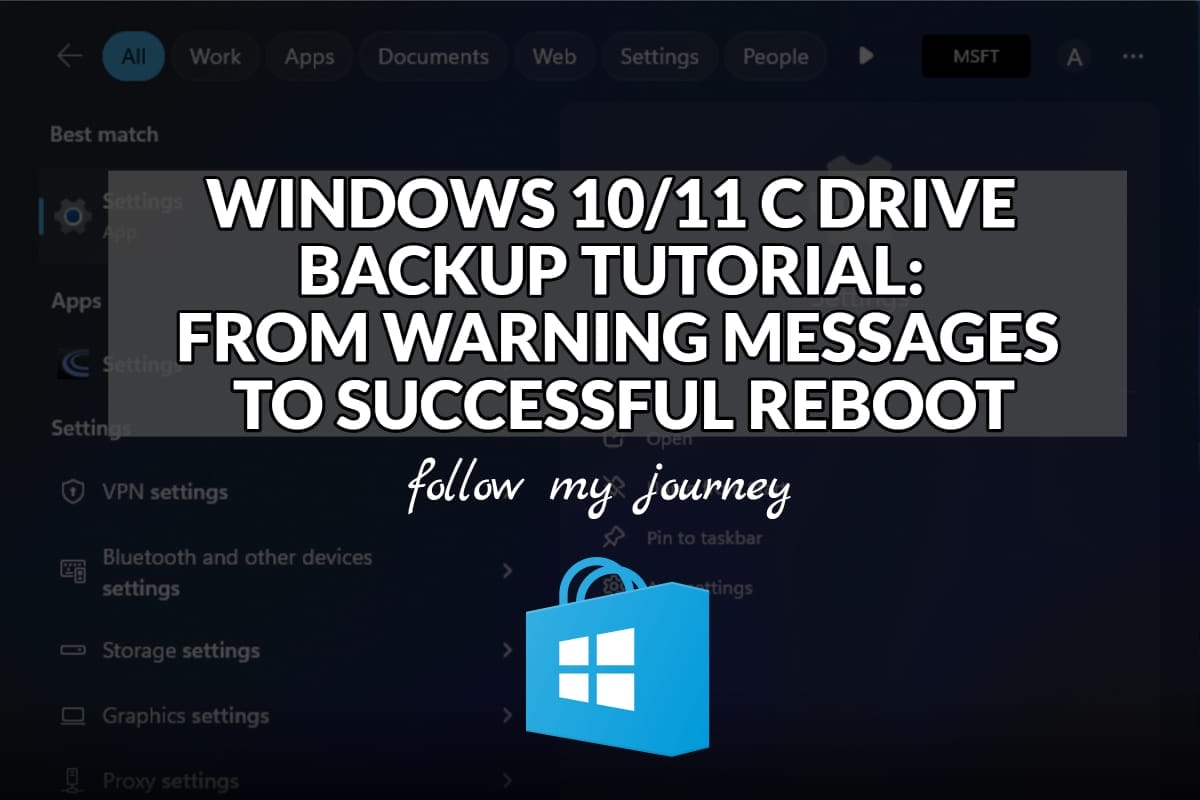 WINDOWS 10 11 C DRIVE BACKUP TUTORIAL FROM WARNING MESSAGES TO SUCCESSFUL REBOOT