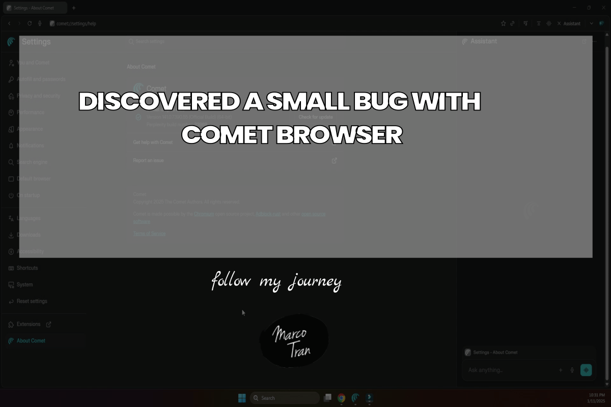 DISCOVERED A SMALL BUG WITH COMET BROWSER header 1