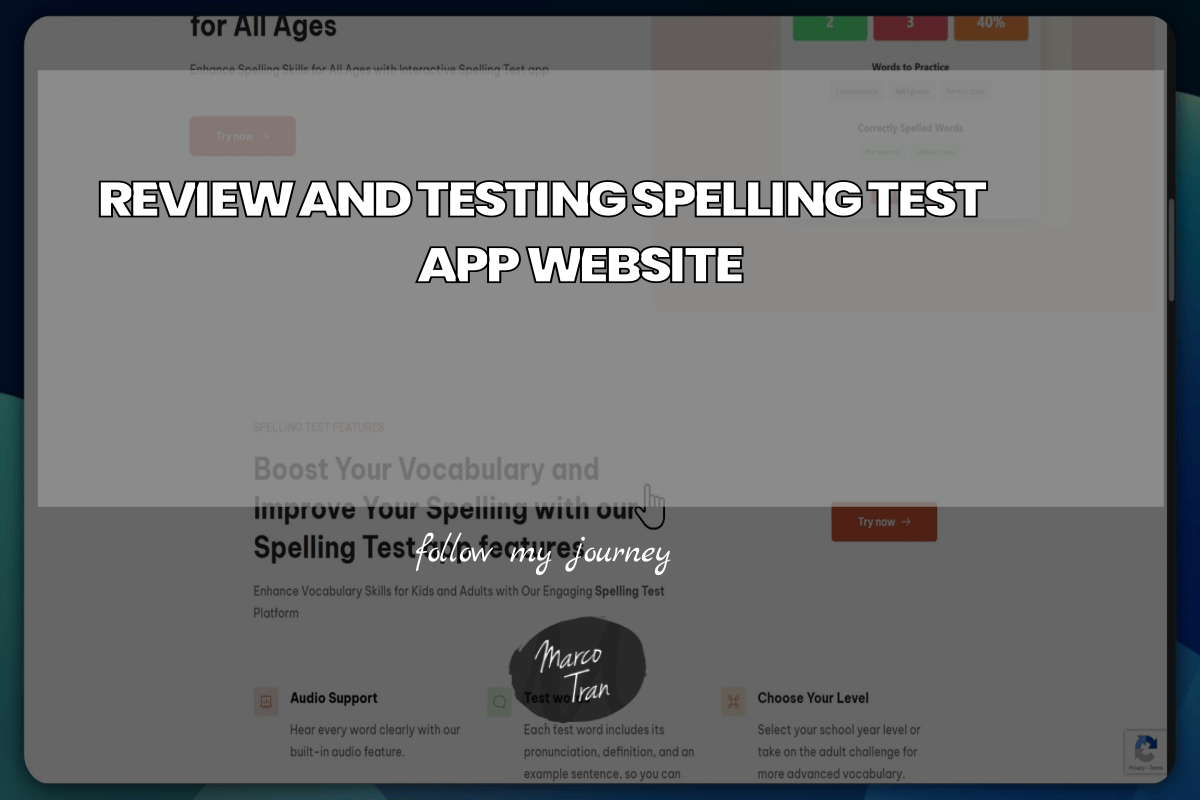 REVIEW AND TESTING SPELLING TEST APP WEBSITE header