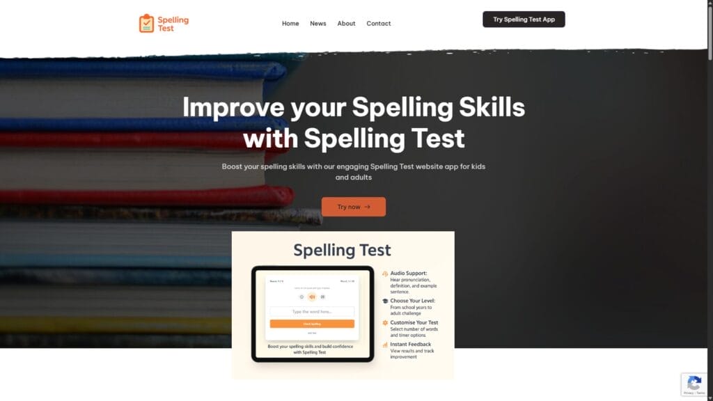 Spelling Test App Website